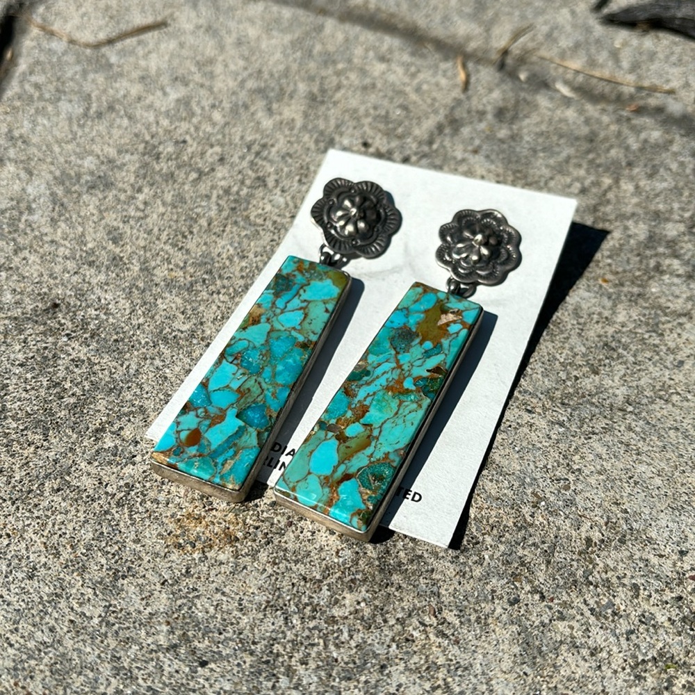 Genuine sterling silver- turquoise earrings - handcrafted